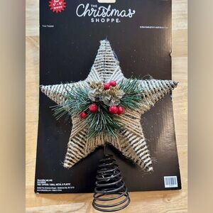 Christmas Shoppe Tree Topper Star Rustic Farmhouse Pine Cone Berry Cottagecore